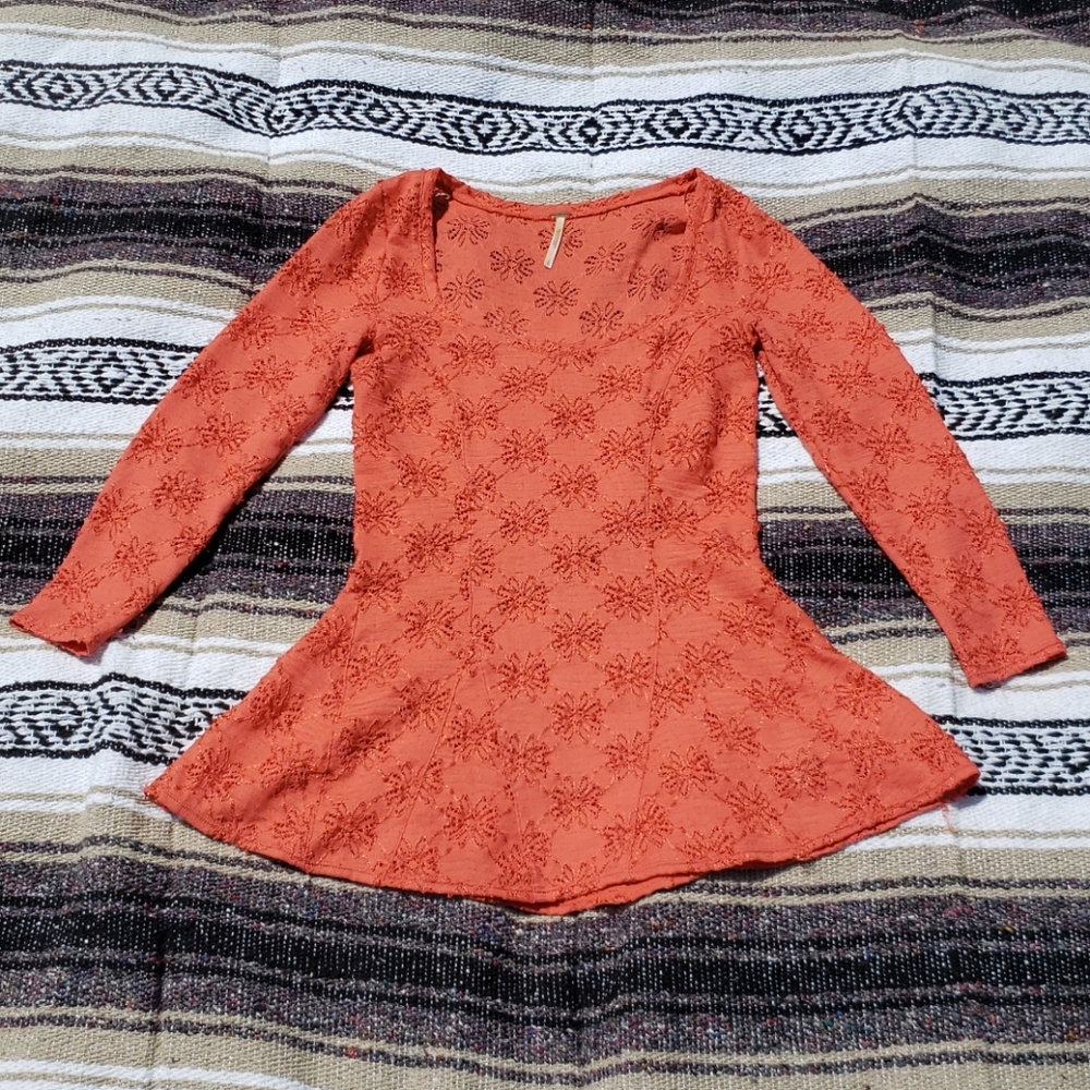 Free People Floral Cut Out Top